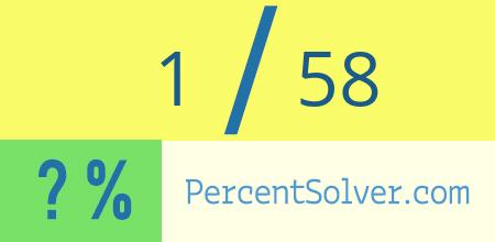 What is 1 out of 58 as a percentage ? 1 out of 58 as a percent