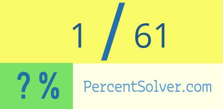 What is 1 out of 61 as a percentage ? 1 out of 61 as a percent