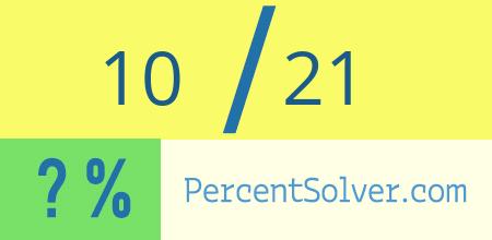 What is 10 out of 21 as a percentage ? 10 out of 21 as a percent