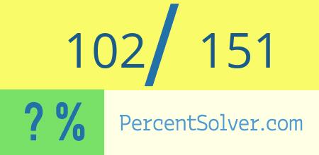 What is 102 out of 151 as a percentage ? 102 out of 151 as a percent