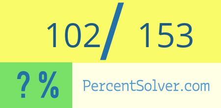 What is 102 out of 153 as a percentage ? 102 out of 153 as a percent