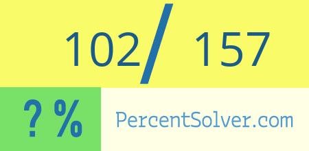 What is 102 out of 157 as a percentage ? 102 out of 157 as a percent
