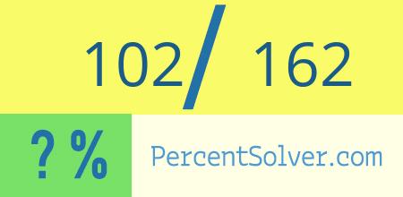 What is 102 out of 162 as a percentage ? 102 out of 162 as a percent
