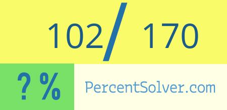 What is 102 out of 170 as a percentage ? 102 out of 170 as a percent