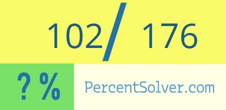 What is 102 out of 176 as a percentage ? 102 out of 176 as a percent