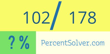What is 102 out of 178 as a percentage ? 102 out of 178 as a percent