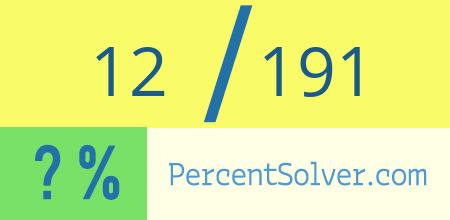 What is 12 out of 191 as a percentage ? 12 out of 191 as a percent