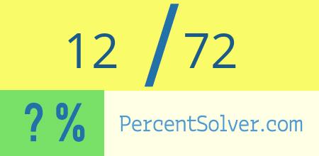What is 12 out of 72 as a percentage ? 12 out of 72 as a percent