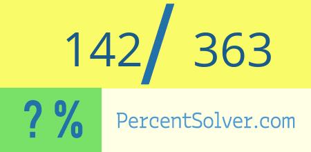 What is 142 out of 363 as a percentage ? 142 out of 363 as a percent