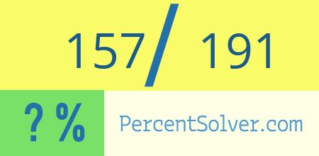 What is 157 out of 191 as a percentage ? 157 out of 191 as a percent