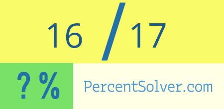 What is 16 out of 17 as a percentage ? 16 out of 17 as a percent