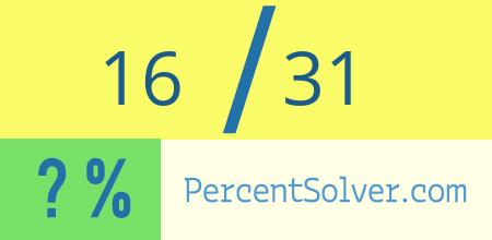 What is 16 out of 31 as a percentage ? 16 out of 31 as a percent