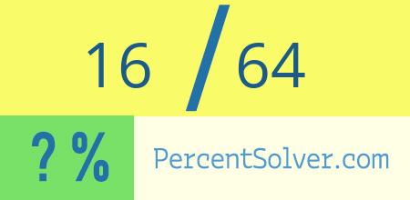 What is 16 out of 64 as a percentage ? 16 out of 64 as a percent