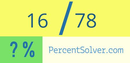 What is 16 out of 78 as a percentage ? 16 out of 78 as a percent