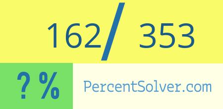 What is 162 out of 353 as a percentage ? 162 out of 353 as a percent