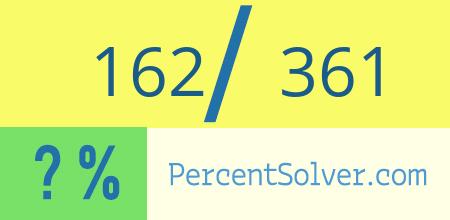 What is 162 out of 361 as a percentage ? 162 out of 361 as a percent