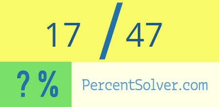 What is 17 out of 47 as a percentage ? 17 out of 47 as a percent