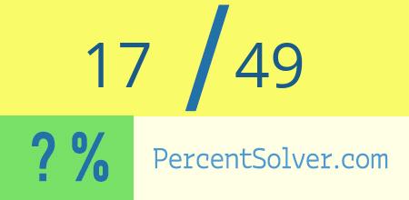 What is 17 out of 49 as a percentage ? 17 out of 49 as a percent