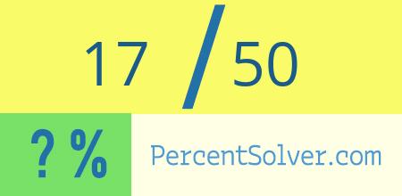 What is 17 out of 50 as a percentage ? 17 out of 50 as a percent