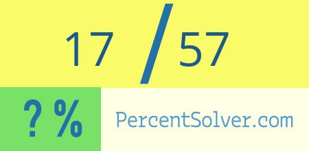 What is 17 out of 57 as a percentage ? 17 out of 57 as a percent