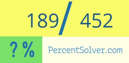 189 out of 452 as a percent