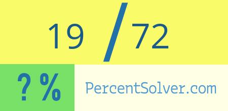 What is 19 out of 72 as a percentage ? 19 out of 72 as a percent