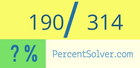 What is 190 out of 314 as a percentage ? 190 out of 314 as a percent