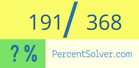 What is 191 out of 368 as a percentage ? 191 out of 368 as a percent