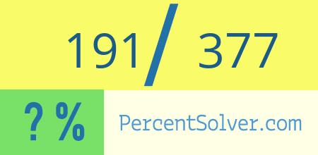 What is 191 out of 377 as a percentage ? 191 out of 377 as a percent