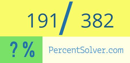 What is 191 out of 382 as a percentage ? 191 out of 382 as a percent