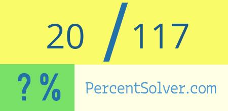 What is 20 out of 117 as a percentage ? 20 out of 117 as a percent