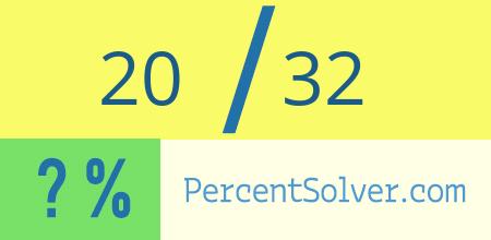 What is 20 out of 32 as a percentage ? 20 out of 32 as a percent