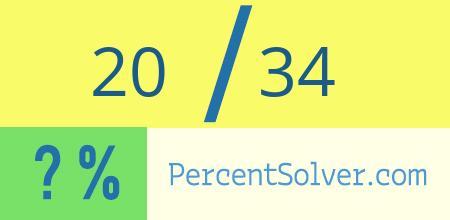 What is 20 out of 34 as a percentage ? 20 out of 34 as a percent