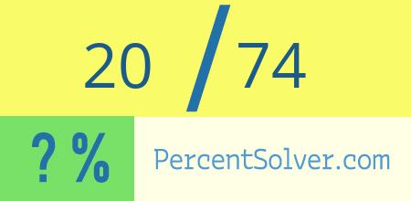 What is 20 out of 74 as a percentage ? 20 out of 74 as a percent