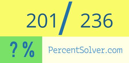 What is 201 out of 236 as a percentage ? 201 out of 236 as a percent