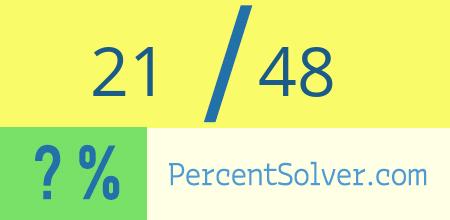 What is 21 out of 48 as a percentage ? 21 out of 48 as a percent