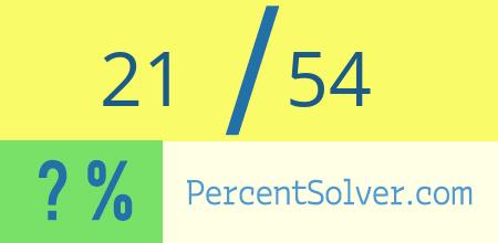 What is 21 out of 54 as a percentage ? 21 out of 54 as a percent