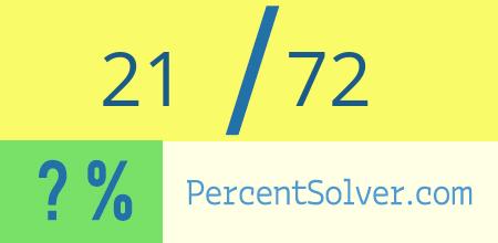 What is 21 out of 72 as a percentage ? 21 out of 72 as a percent
