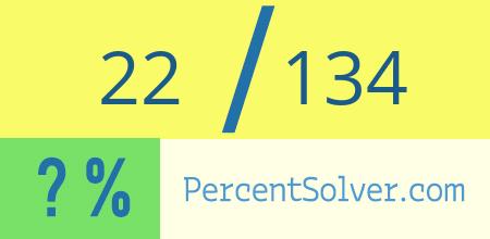 What is 22 out of 134 as a percentage ? 22 out of 134 as a percent