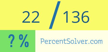 What is 22 out of 136 as a percentage ? 22 out of 136 as a percent