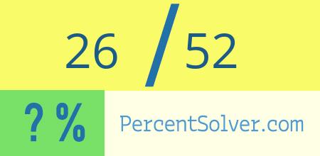 What is 26 out of 52 as a percentage ? 26 out of 52 as a percent