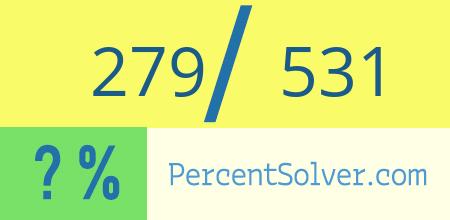 What is 279 out of 531 as a percentage ? 279 out of 531 as a percent
