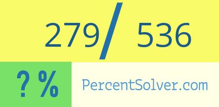 What is 279 out of 536 as a percentage ? 279 out of 536 as a percent