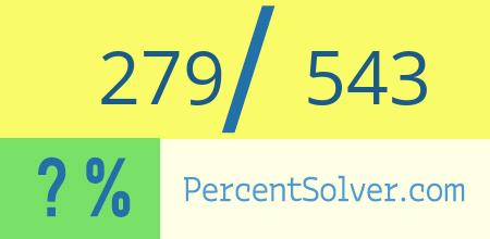 What is 279 out of 543 as a percentage ? 279 out of 543 as a percent