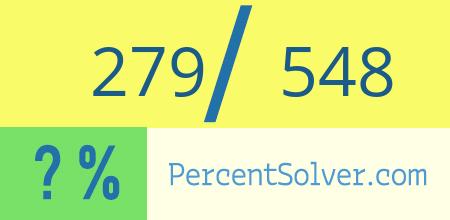 What is 279 out of 548 as a percentage ? 279 out of 548 as a percent