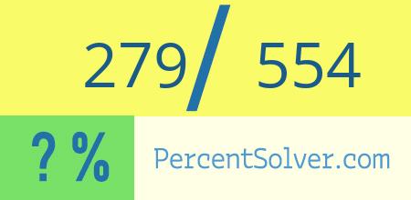 What is 279 out of 554 as a percentage ? 279 out of 554 as a percent