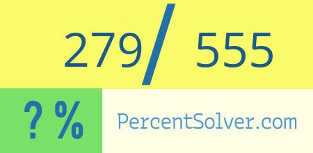 What is 279 out of 555 as a percentage ? 279 out of 555 as a percent