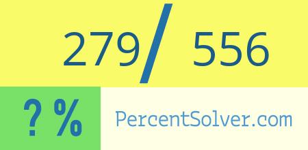 What is 279 out of 556 as a percentage ? 279 out of 556 as a percent