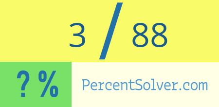 What is 3 out of 88 as a percentage ? 3 out of 88 as a percent