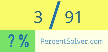 What is 3 out of 91 as a percentage ? 3 out of 91 as a percent